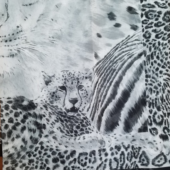 Glentex  Animal Print Scarf Large Gray Black Polyester - Picture 5 of 7